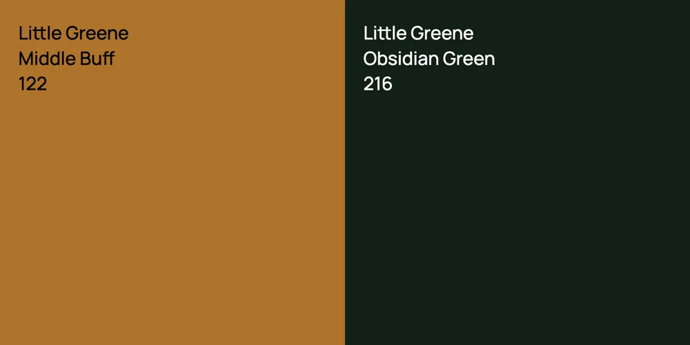 Little Greene Middle Buff vs. Little Greene Obsidian Green