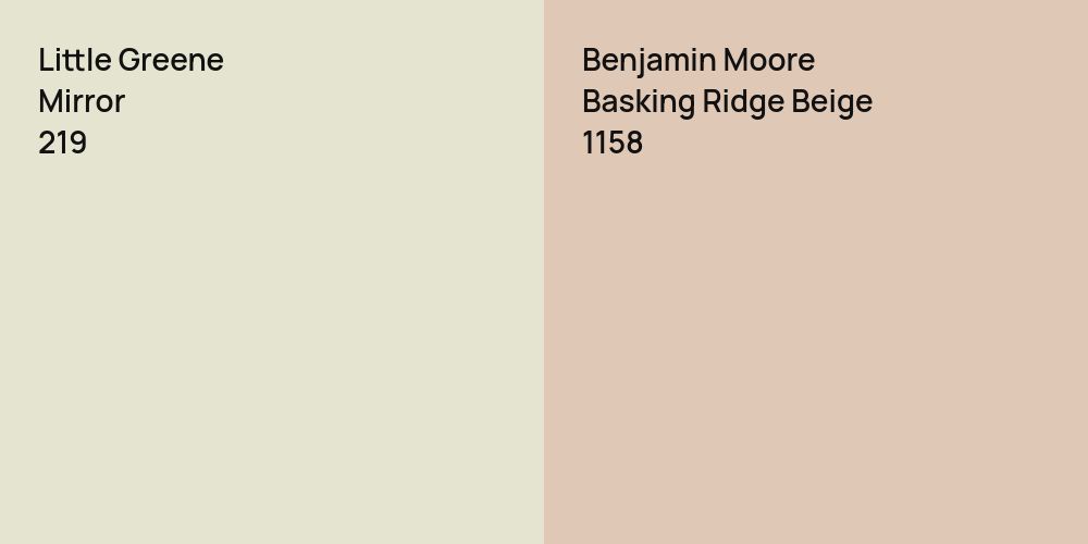 Little Greene Mirror vs. Benjamin Moore Basking Ridge Beige comparison
