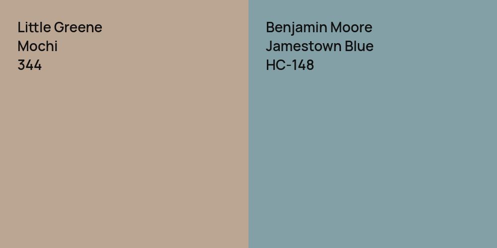 Little Greene Mochi vs. Benjamin Moore Jamestown Blue