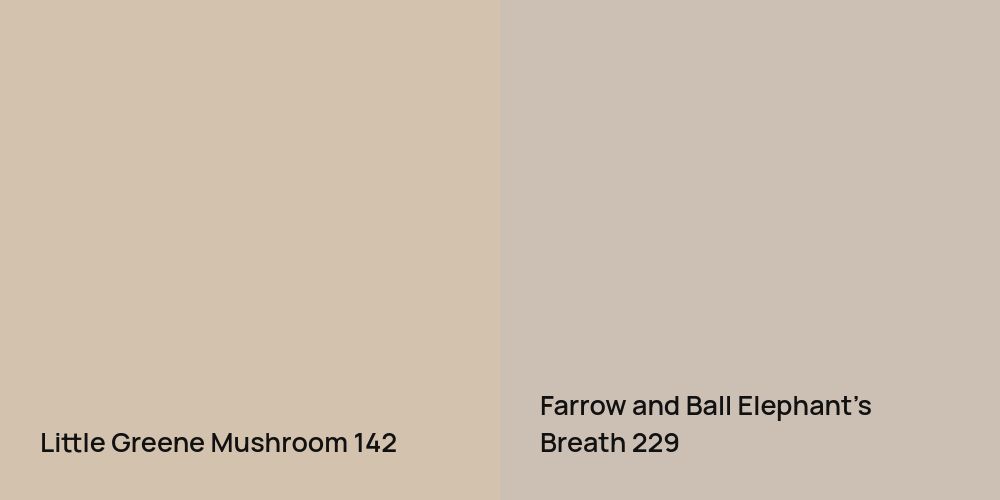 Little Greene Mushroom vs. Farrow and Ball Elephant's Breath