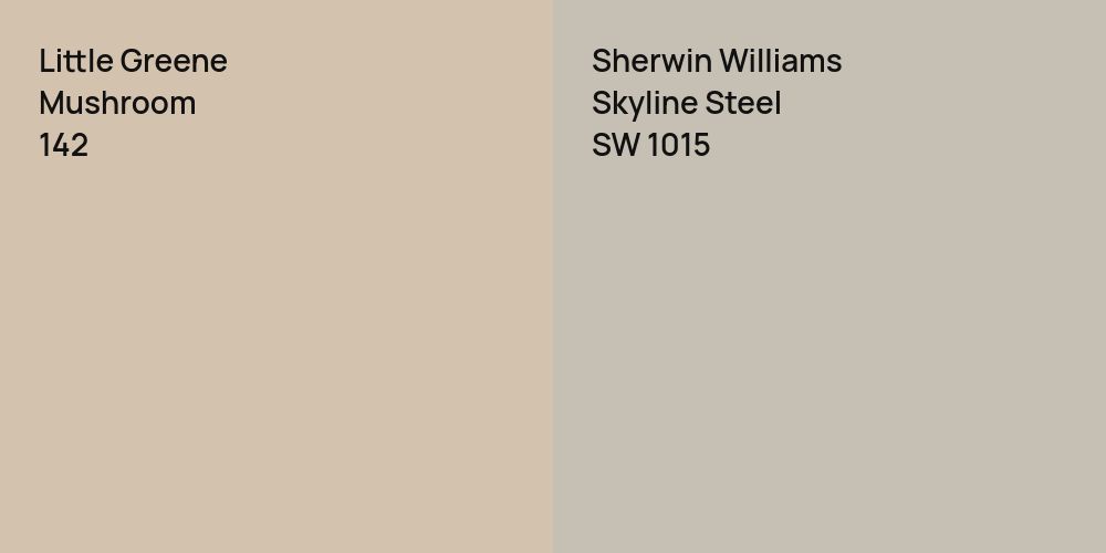 Little Greene Mushroom vs. Sherwin Williams Skyline Steel