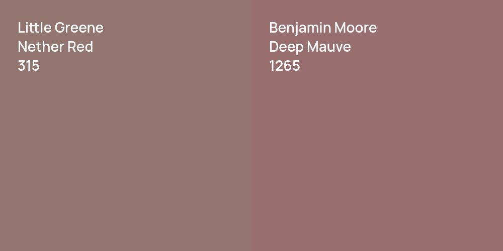 Little Greene Nether Red vs. Benjamin Moore Deep Mauve