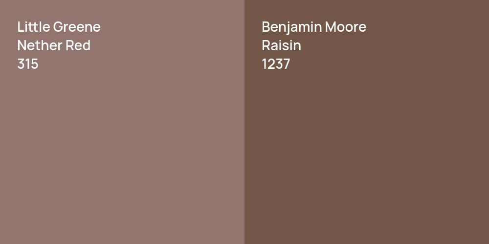 Little Greene Nether Red vs. Benjamin Moore Raisin