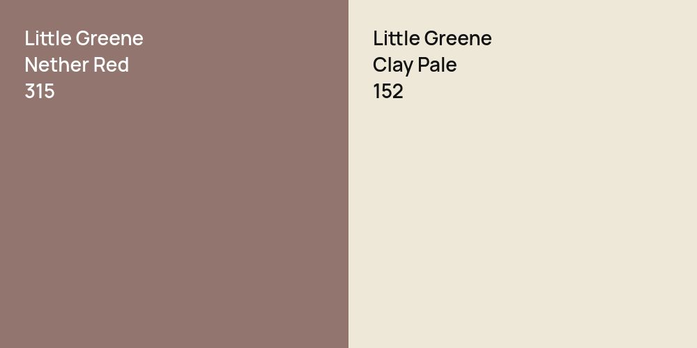 Little Greene Nether Red vs. Little Greene Clay Pale