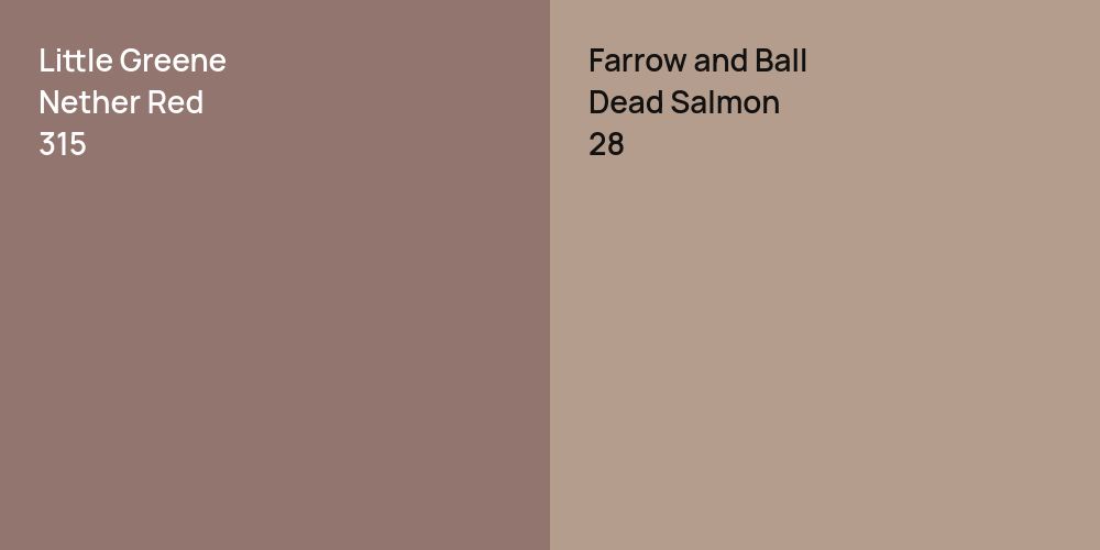 Little Greene Nether Red vs. Farrow and Ball Dead Salmon