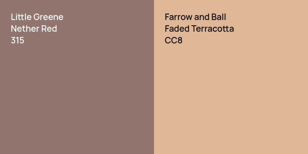 Little Greene Nether Red vs. Farrow and Ball Faded Terracotta