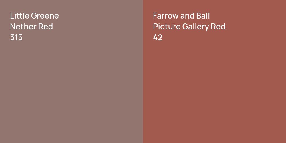 Little Greene Nether Red vs. Farrow and Ball Picture Gallery Red