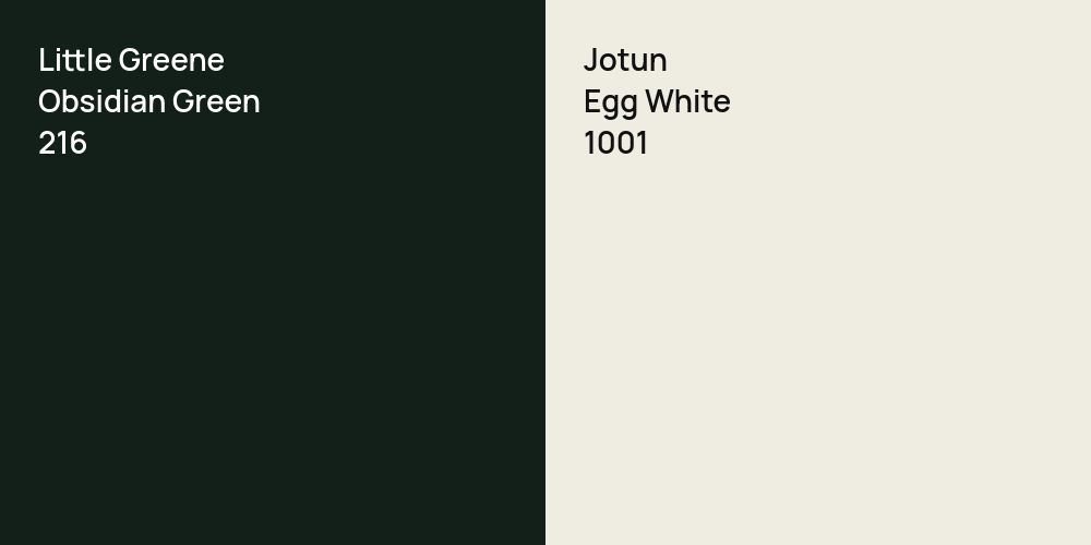 Little Greene Obsidian Green vs. Jotun Egg White