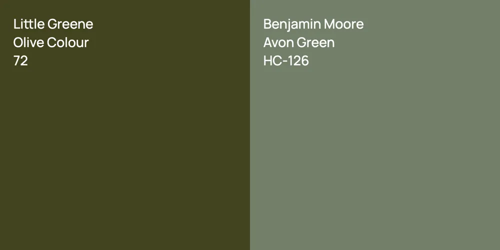 Little Greene Olive Colour vs. Benjamin Moore Avon Green