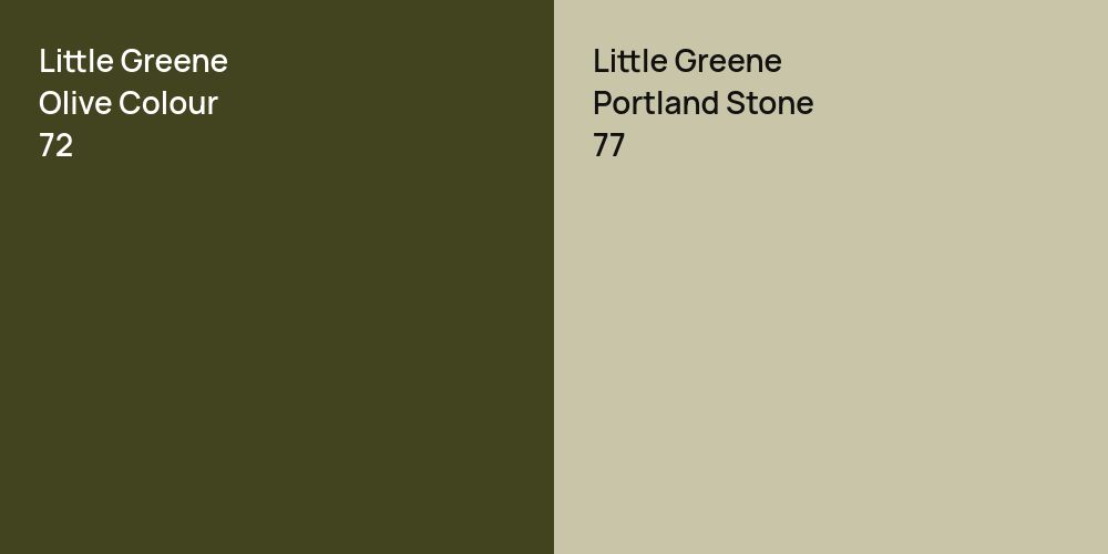 Little Greene Olive Colour vs. Little Greene Portland Stone