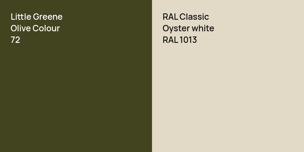 Little Greene Olive Colour vs. RAL Classic  Oyster white