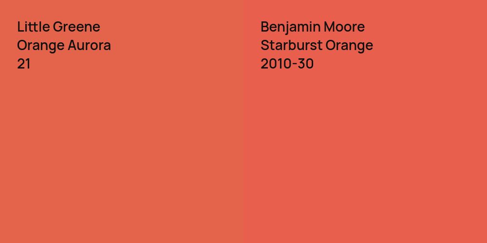 Little Greene Orange Aurora vs. Benjamin Moore Starburst Orange