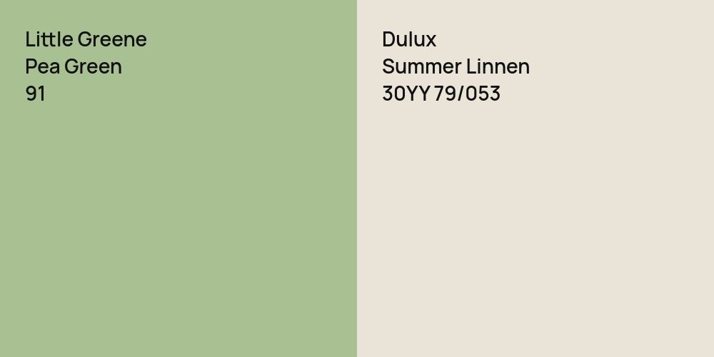 Little Greene Pea Green vs. Dulux Summer Linnen