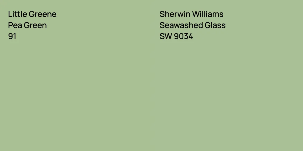 Little Greene Pea Green vs. Sherwin Williams Seawashed Glass