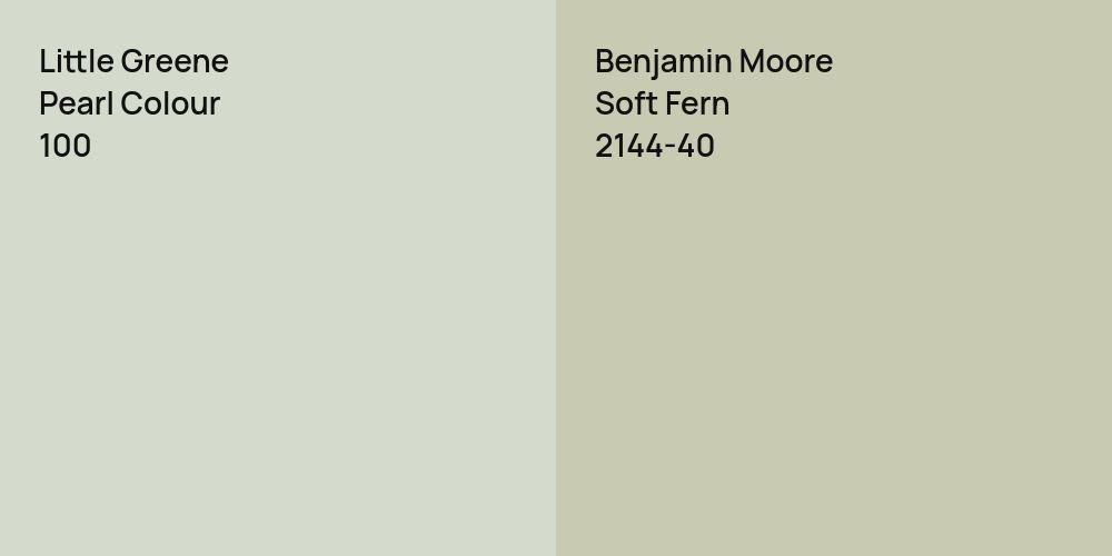 Little Greene Pearl Colour vs. Benjamin Moore Soft Fern