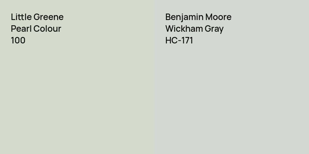 Little Greene Pearl Colour vs. Benjamin Moore Wickham Gray