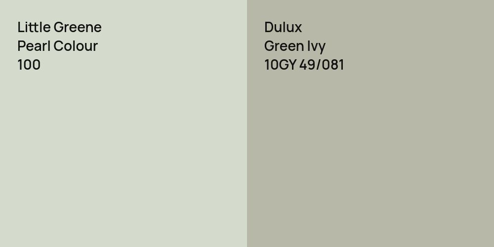 Little Greene Pearl Colour vs. Dulux Green Ivy