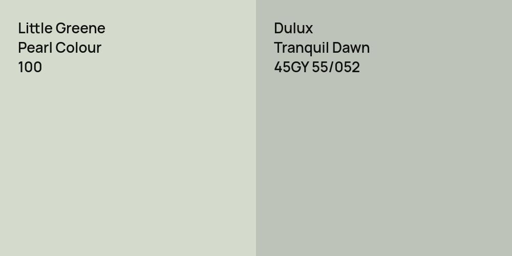 Little Greene Pearl Colour vs. Dulux Tranquil Dawn