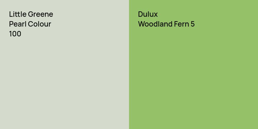 Little Greene Pearl Colour vs. Dulux Woodland Fern 5