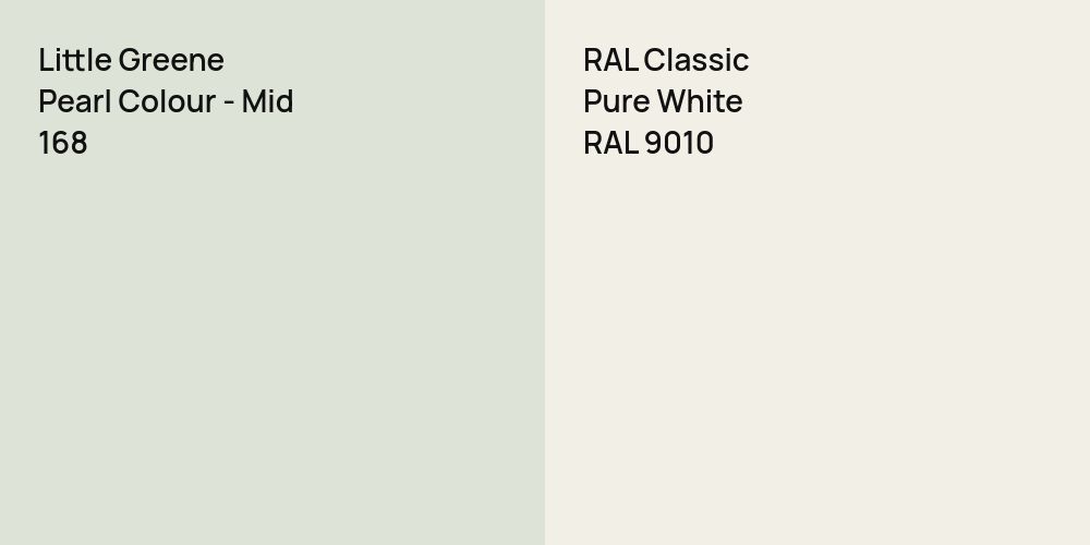 Little Greene Pearl Colour - Mid vs. RAL Classic Pure White