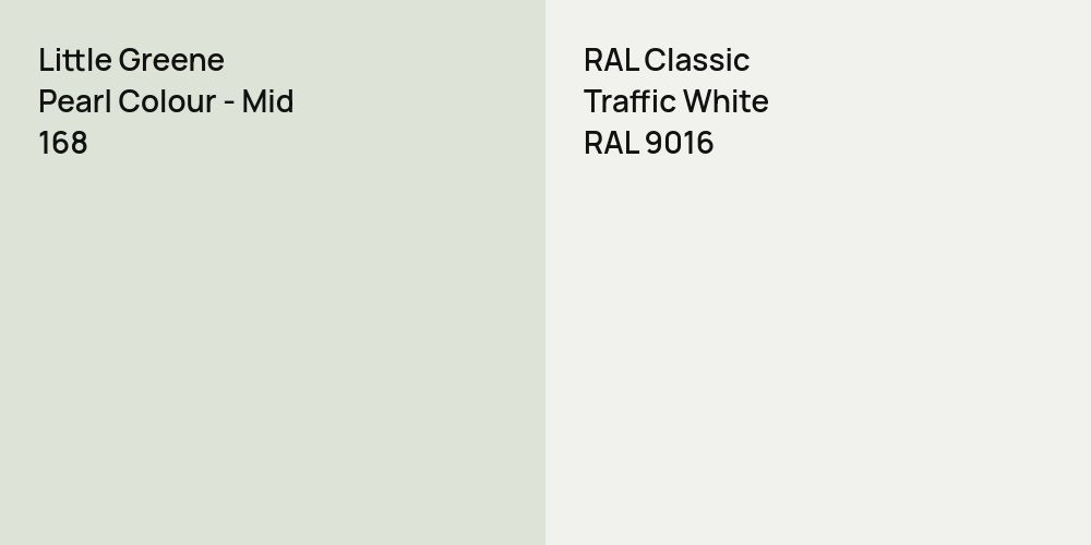 Little Greene Pearl Colour - Mid vs. RAL Classic Traffic White