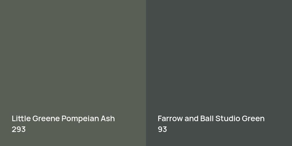 Little Greene Pompeian Ash vs. Farrow and Ball Studio Green