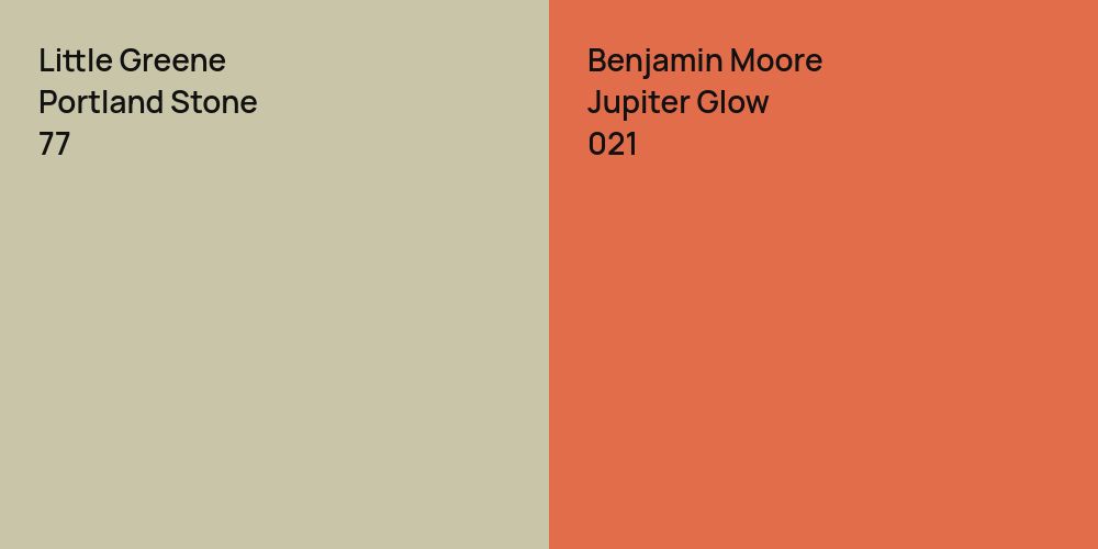 Little Greene Portland Stone vs. Benjamin Moore Jupiter Glow