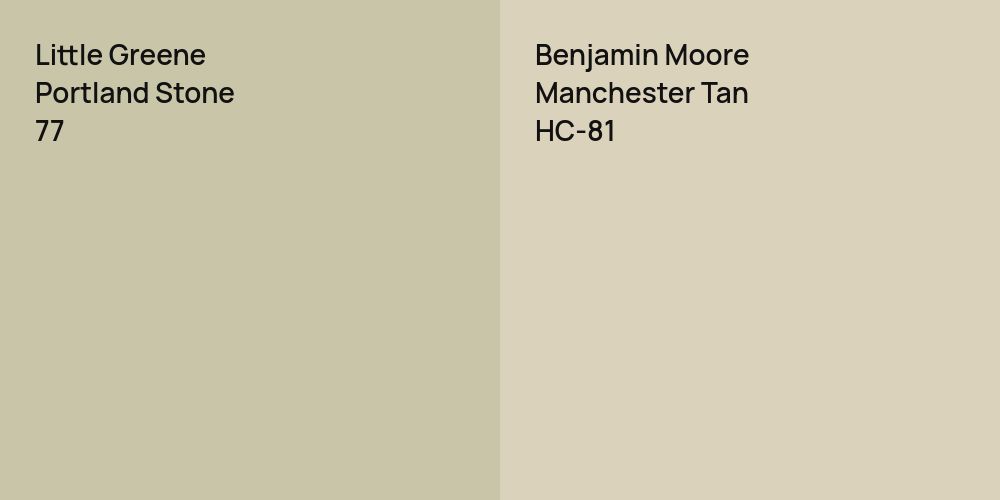 Little Greene Portland Stone vs. Benjamin Moore Manchester Tan