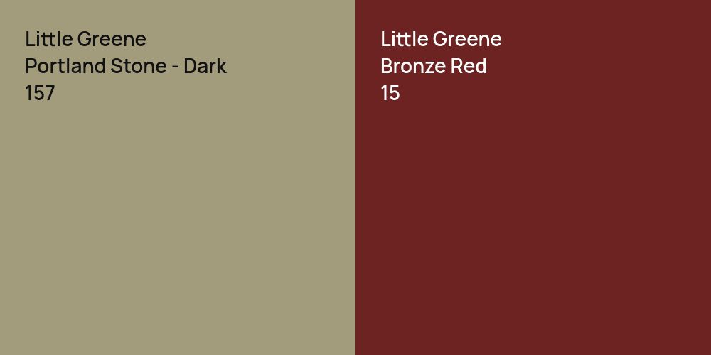 Little Greene Portland Stone - Dark vs. Little Greene Bronze Red