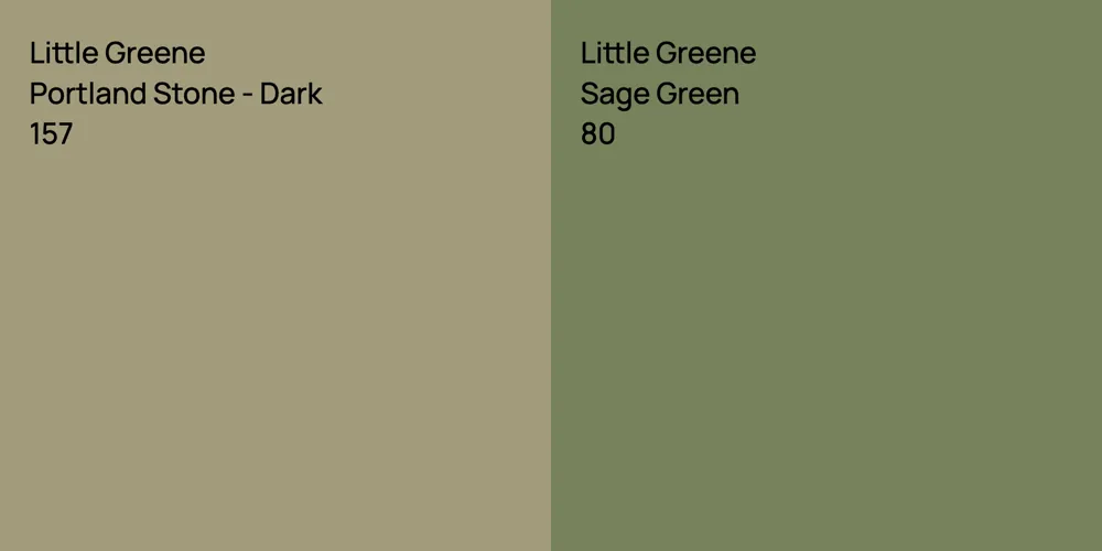 Little Greene Portland Stone - Dark vs. Little Greene Sage Green