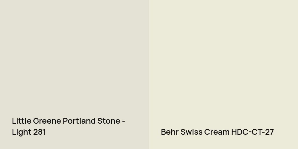 Little Greene Portland Stone - Light vs. Behr Swiss Cream