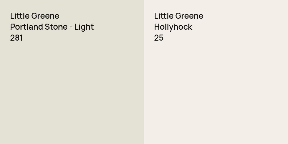 Little Greene Portland Stone - Light vs. Little Greene Hollyhock