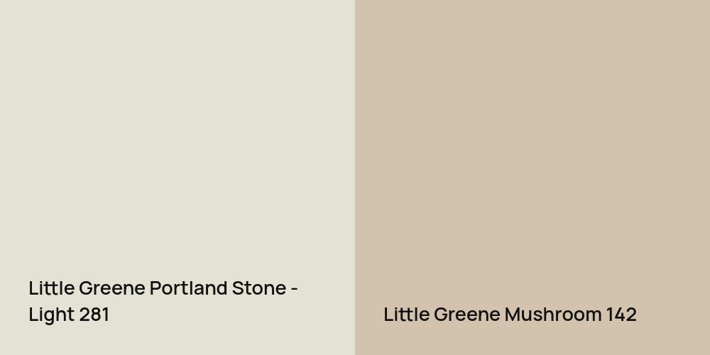 Little Greene Portland Stone - Light vs. Little Greene Mushroom