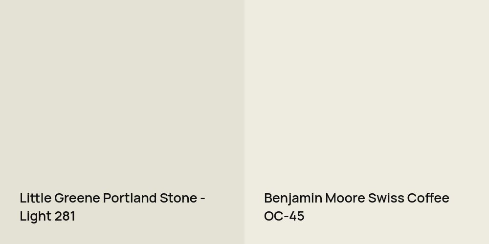 Little Greene Portland Stone - Light vs. Benjamin Moore Swiss Coffee