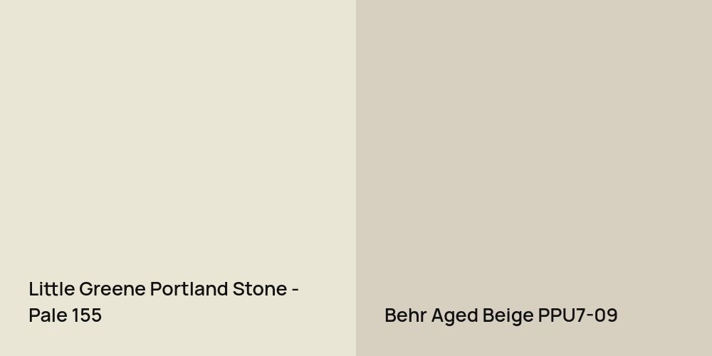 Little Greene Portland Stone - Pale vs. Behr Aged Beige