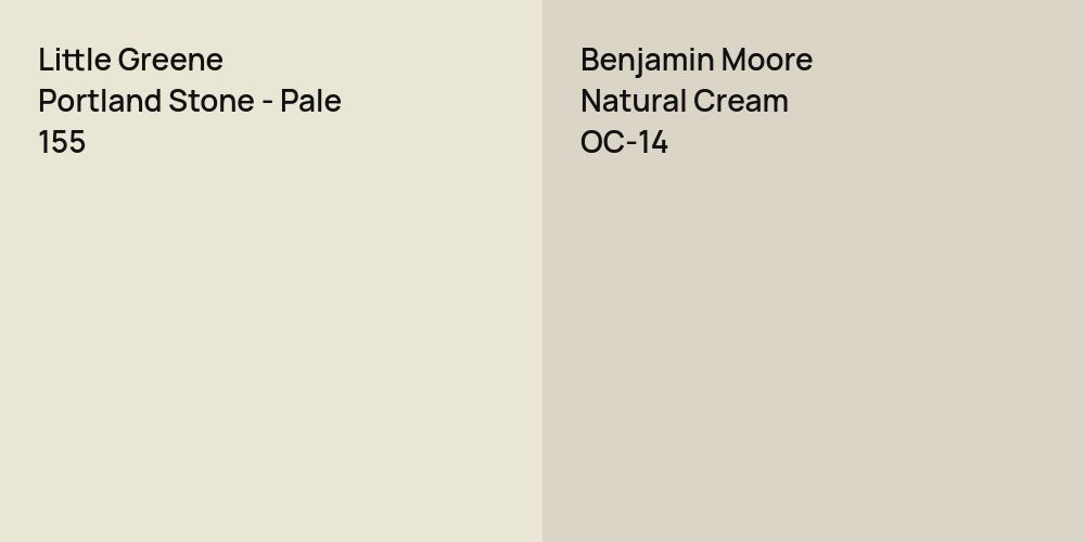 Little Greene Portland Stone - Pale vs. Benjamin Moore Natural Cream