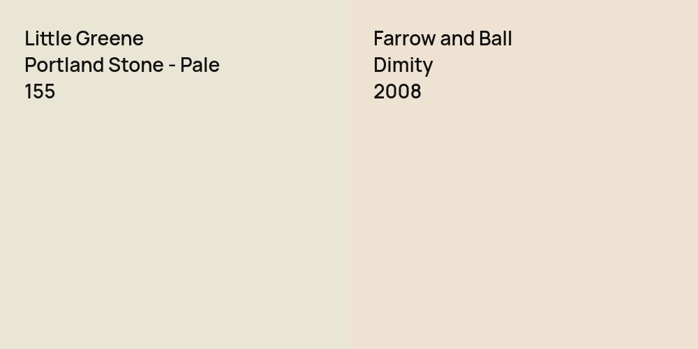 Little Greene Portland Stone - Pale vs. Farrow and Ball Dimity