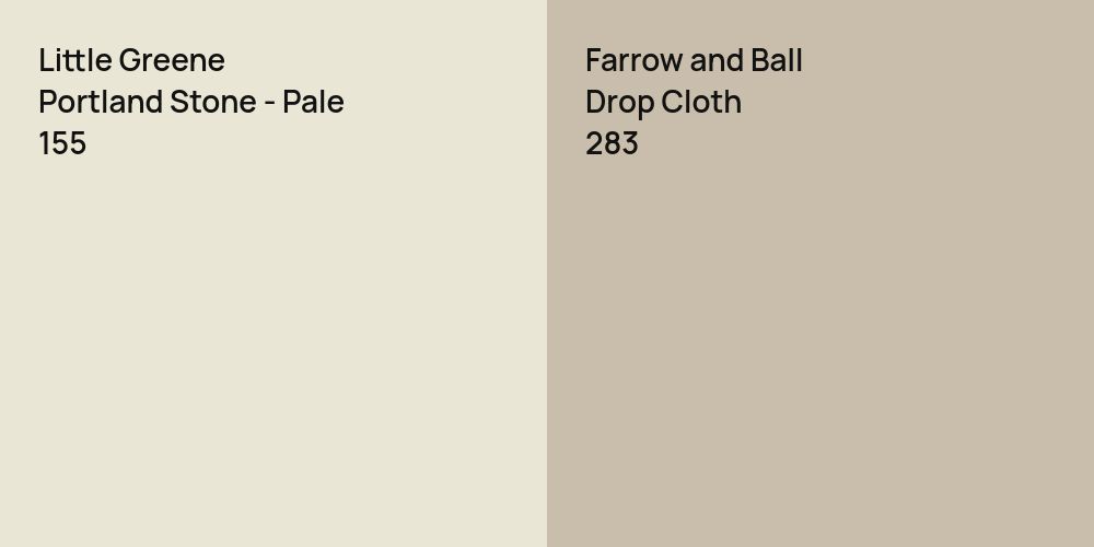 Little Greene Portland Stone - Pale vs. Farrow and Ball Drop Cloth