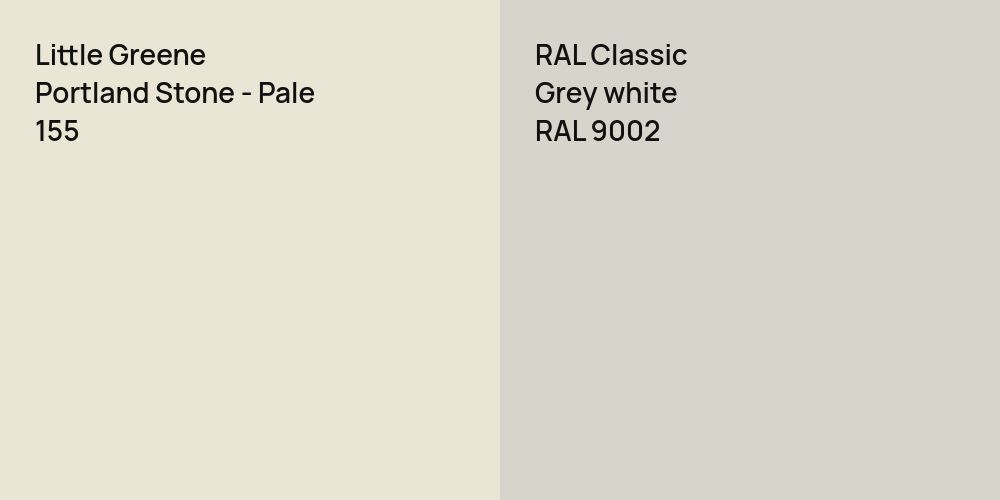 Little Greene Portland Stone - Pale vs. RAL Classic  Grey white