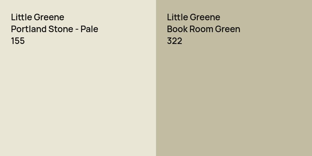 Little Greene Portland Stone - Pale vs. Little Greene Book Room Green