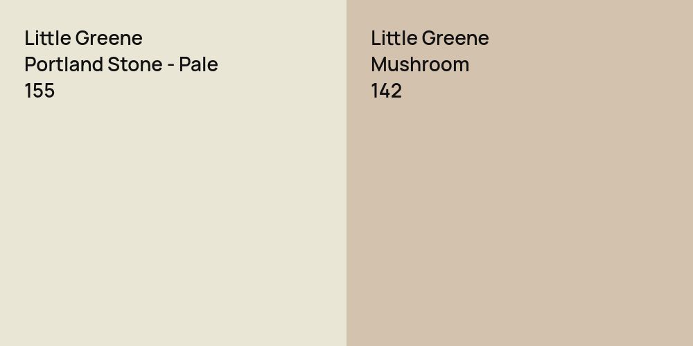 Little Greene Portland Stone - Pale vs. Little Greene Mushroom