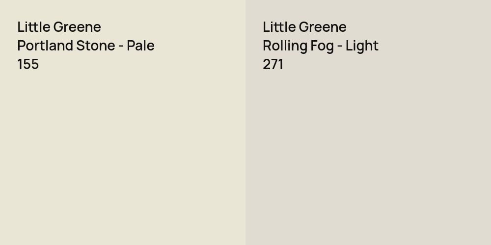 Little Greene Portland Stone - Pale vs. Little Greene Rolling Fog - Light