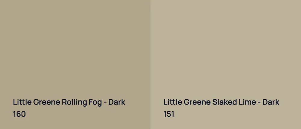 Little Greene Rolling Fog - Dark 160 vs Little Greene Slaked Lime - Dark 151