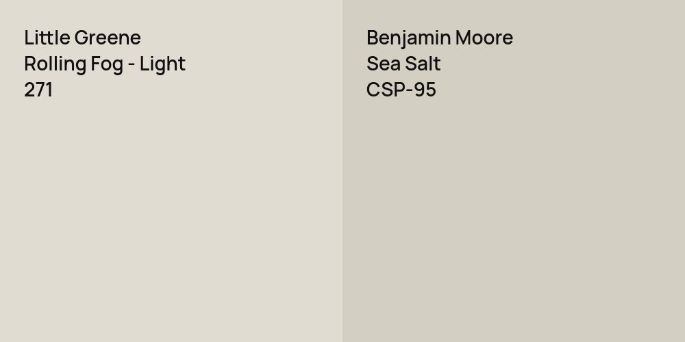 Little Greene Rolling Fog - Light vs. Benjamin Moore Sea Salt