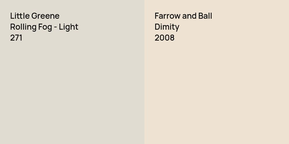 Little Greene Rolling Fog - Light vs. Farrow and Ball Dimity