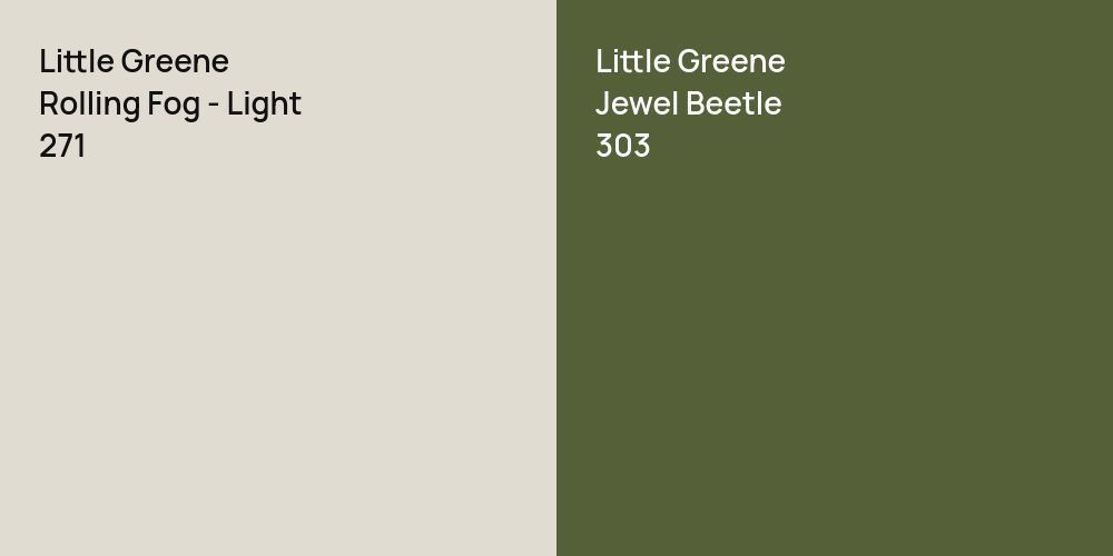 Little Greene Rolling Fog - Light vs. Little Greene Jewel Beetle