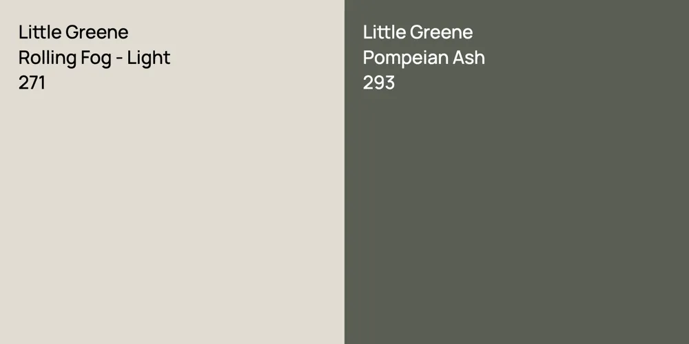 Little Greene Rolling Fog - Light vs. Little Greene Pompeian Ash