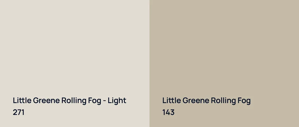Little Greene Rolling Fog - Light 271 vs Little Greene Rolling Fog 143