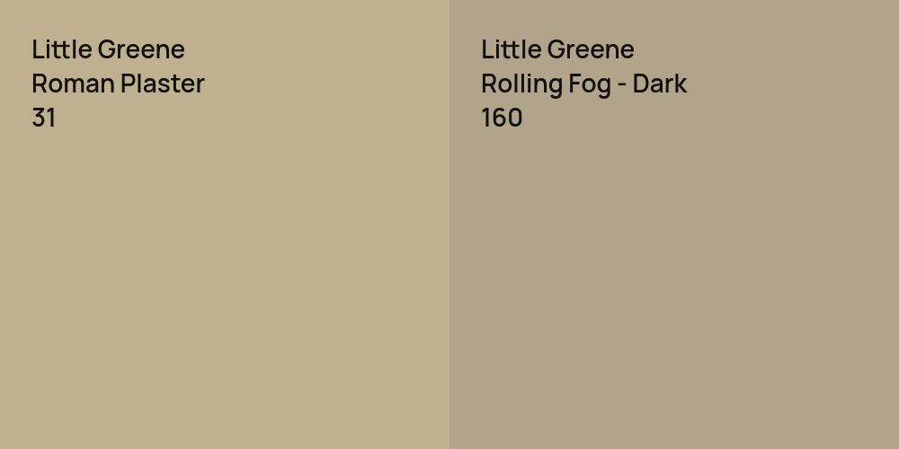 Little Greene Roman Plaster vs. Little Greene Rolling Fog - Dark