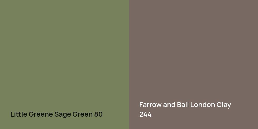 Little Greene Sage Green vs. Farrow and Ball London Clay